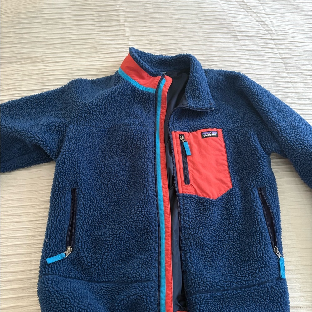 Patagonia Fleece Jacket with Red and Blue Accents